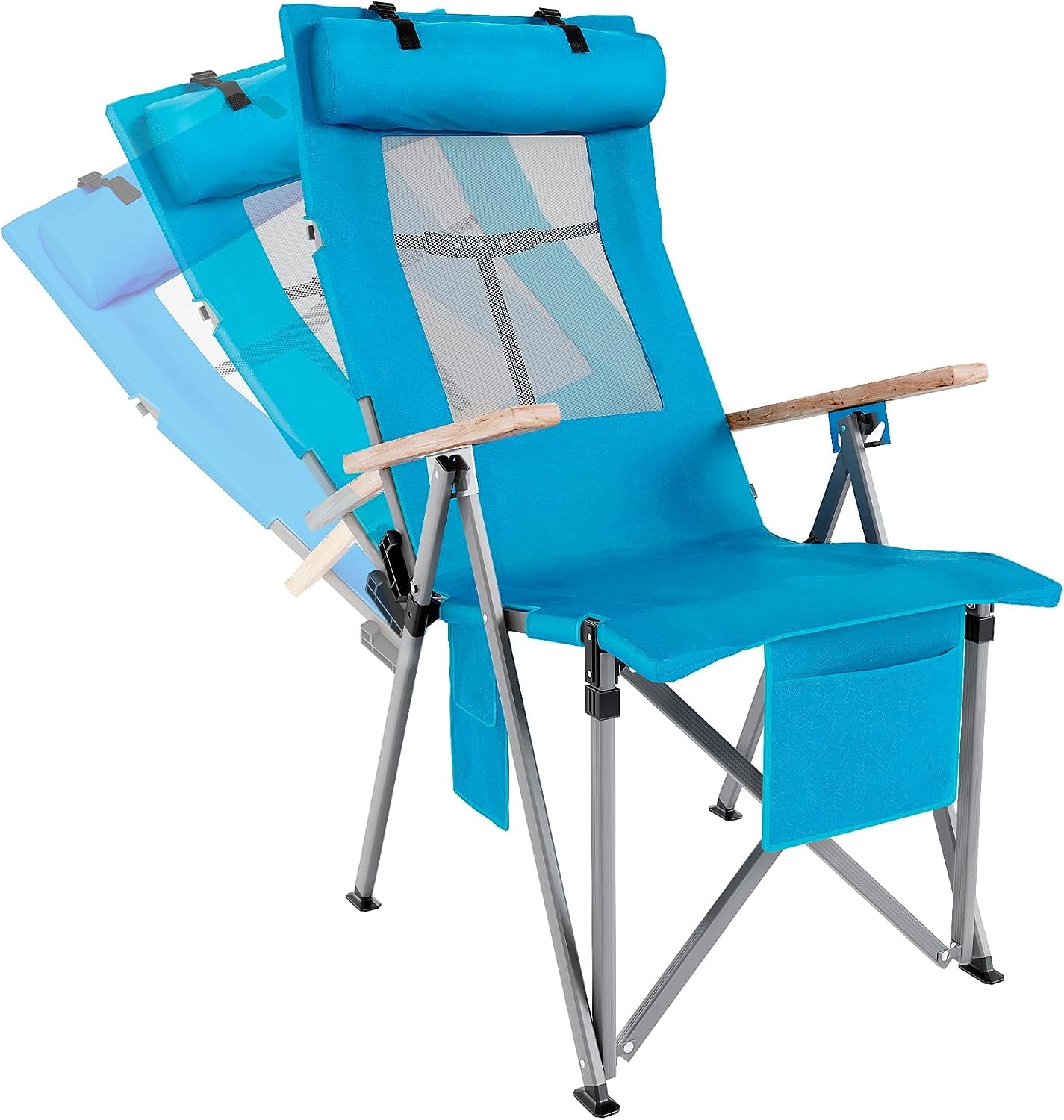 Camping Folding Chair with Hard Wood Armrest Portable Foldable Lawn Chair, Outdoor Compact