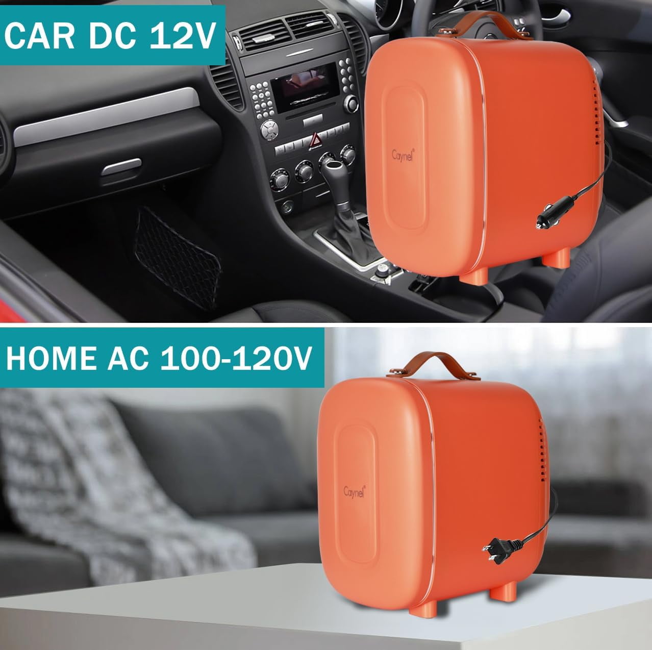 Caynel Portable 6-can 5L Eco-Friendly Retro Mini Fridge Orange