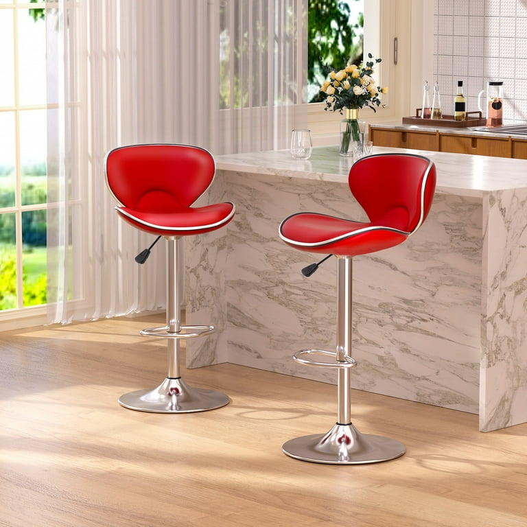 Adjustable Swivel Bar Stools Set of 2, Modern Upholstered Bar