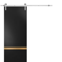 Sturdy Barn Door 30 x 84 inches | Planum 2010 Matte Black with Frosted Glass | Stainless Steel 6.6FT Rail Hangers Heavy Set | Solid Panel Interior Doors