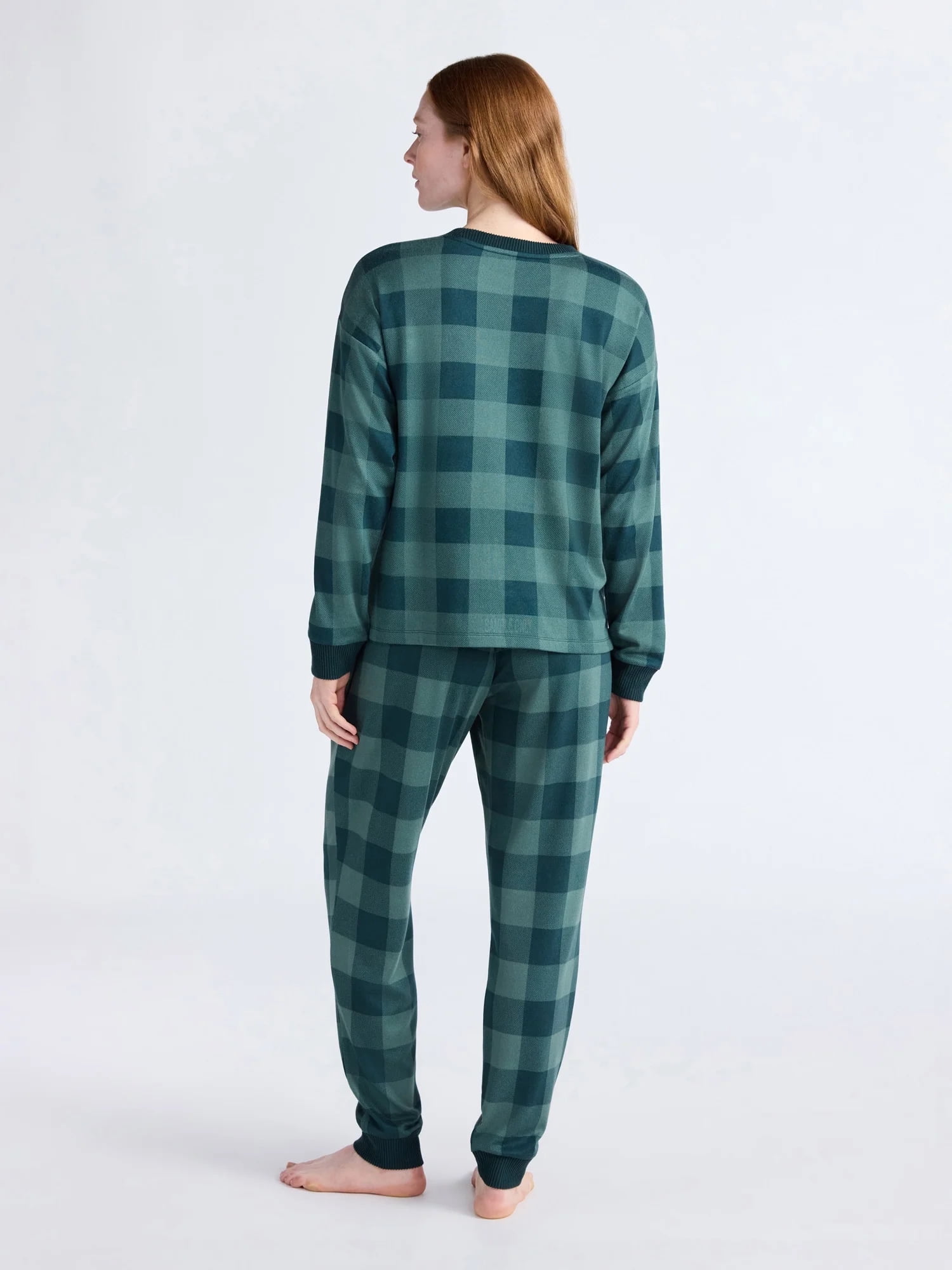Joyspun Women's Cozy Lounge Collection Hacci Knit Long Sleeve Top and Joggers Pajama Set, Sizes XS-3X