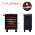 thumbnail image 2 of 7 Drawers Multifunctional Tool Cart with Wheels,Metal Rolling Tool Cart Storage for Garage Workshop Warehouse Repair Shop--With Stainless Steel Roof- BLACK&RED, 2 of 11