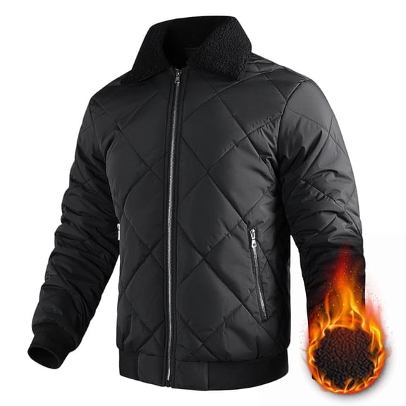 GuangCheng Mens Waterproof Coats Fleece Thick Zippered Lapel Collar Long Sleeve Jackets for Fal Winter