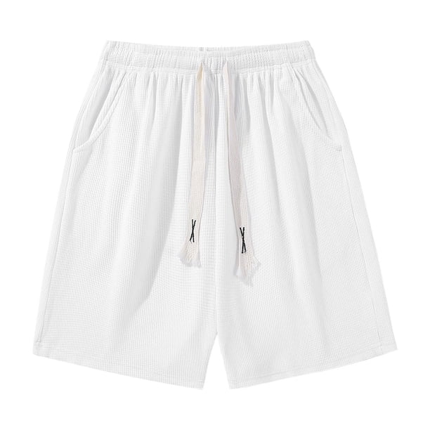 pstuiky Pantalones cortos para hombre, Pantalones cortos de ejercicio para hombre, de color liso, informales, holgados, con cintura elástica y bolsillos Pantalones cortos de golf