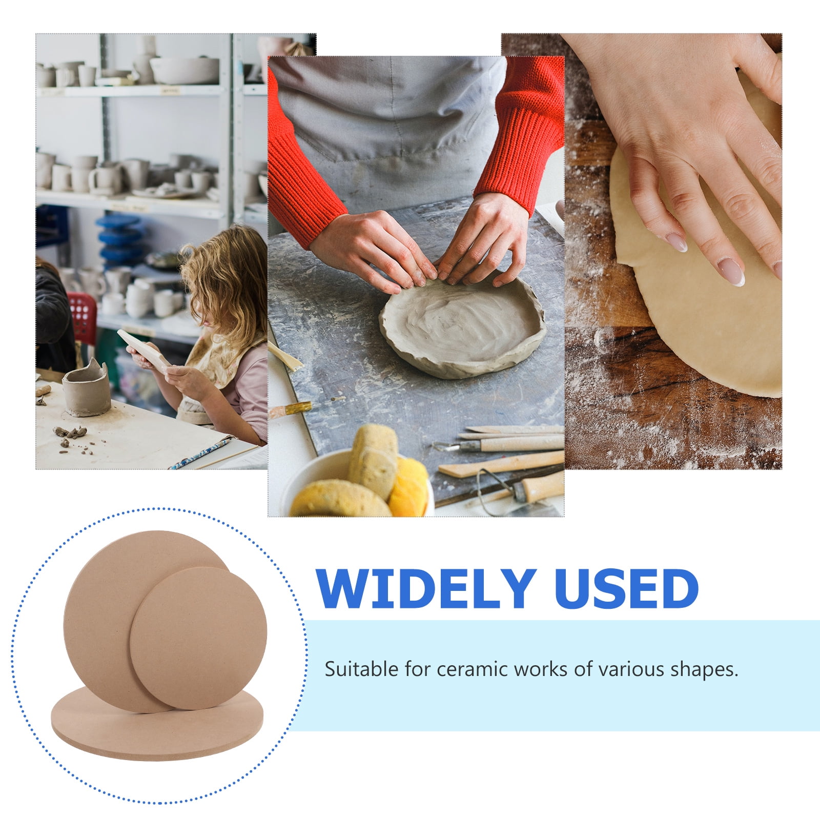Ceramic Pottery Forms and Drawing Plates Set of 3 Durable Wood Brown for Clay Projects