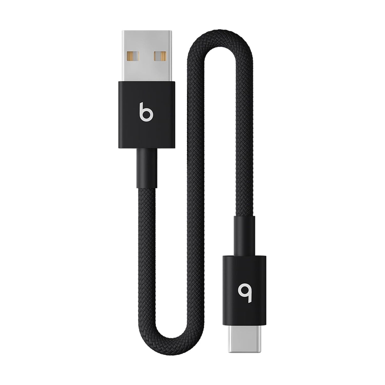 (2 pack) Beats USB-A to USB-C Woven Short Cable (20 cm) - Bolt Black