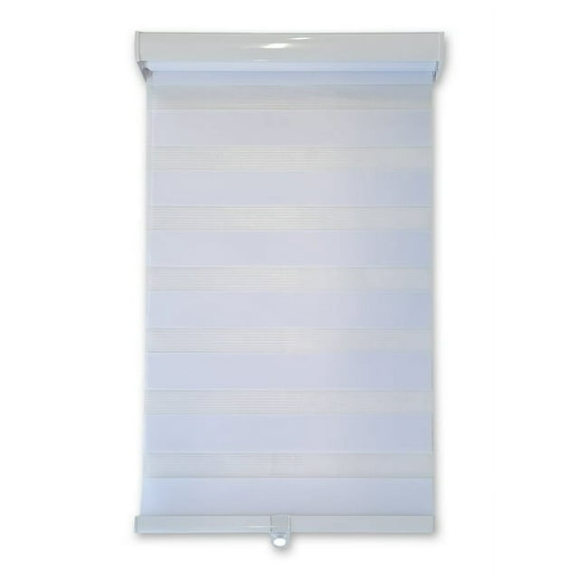 Olivia Stone Cordless Zebra Roller Blinds, Day and Night Sheer Blinds, White 58"W x 84"L