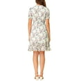 thumbnail image 3 of INSPIRE CHIC Women's Floral Ruffle Hem Short Sleeve A-Line Smocked Chiffon Dress XS White, 3 of 8