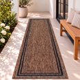 thumbnail image 4 of JONATHAN Y TSN210E-28 Lido Traditional Casual Pinstripe Border Brown/Dark Gray 2 ft. x 8 ft. Indoor/Outdoor Runner Rug, 4 of 7