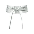 thumbnail image 1 of Cinturón envolvente de obi de cuero sintético para mujer INSPIRE CHIC para vestido de noche plateado, talla única, 1 of 7