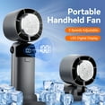 thumbnail image 2 of Portable Handheld Fan with Ice Cooling, 5 Speeds, Foldable for Desk or Neck, LED Display, for Travel Camping Outdoor, 3600mAh, 2 of 10