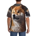 thumbnail image 3 of Naloa Regal Shiba Inu Men's Loose Fit Cuban Collar Short-Sleeve Shirt, Hawaiian Shirts, Mens Shirts Casual for Everyday Wear Outings-X-Large, 3 of 5
