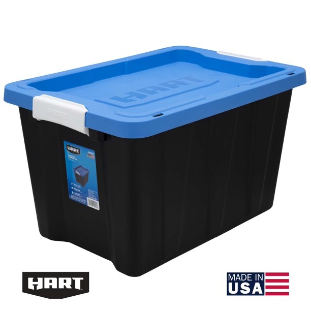 HART 12 Gallon Heavy Duty Latching Plastic Storage Tote Box, Black
