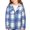 Blue, variant on Long Sleeve Plaid Button Down Shirt for Girls with Hood Casual Flannel Top Single Chest Pocket Classic Fit Design