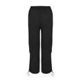 thumbnail image 4 of CIENVNSTG High Waisted Baggy Casual Cargo Trousers For Women Solid Color Drawstring Loose Wide Leg Y2K Streetwear Soft Comfy Palazzo Bottoms For Daily Street Casual Wear Black M, 4 of 5