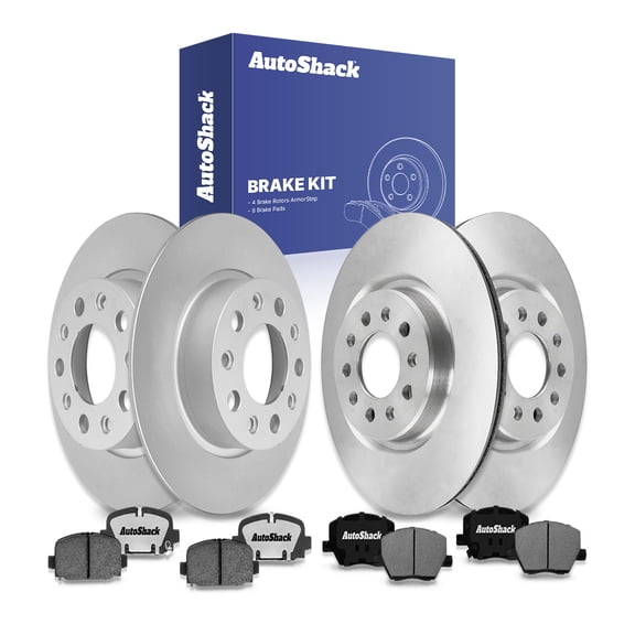 AutoShack Front & Rear Brake Rotors & Ceramic Pads for Jeep, Compass 2023, AWD FWD L4 2.0L - Coated - ArmorStop