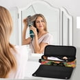 thumbnail image 6 of Hair Tool Organizer Bag with Heat Resistant Mat Removable Travel Storage Case for Hot Air Brushes Curling Irons Black Cat Among Colorful Flowers, 6 of 8
