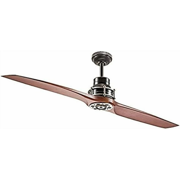 Kichler Lighting 56-in Satin Black with Antique Pewter Accents Downrod Mount Indoor Ceiling Fan with Remote (2-Blade)