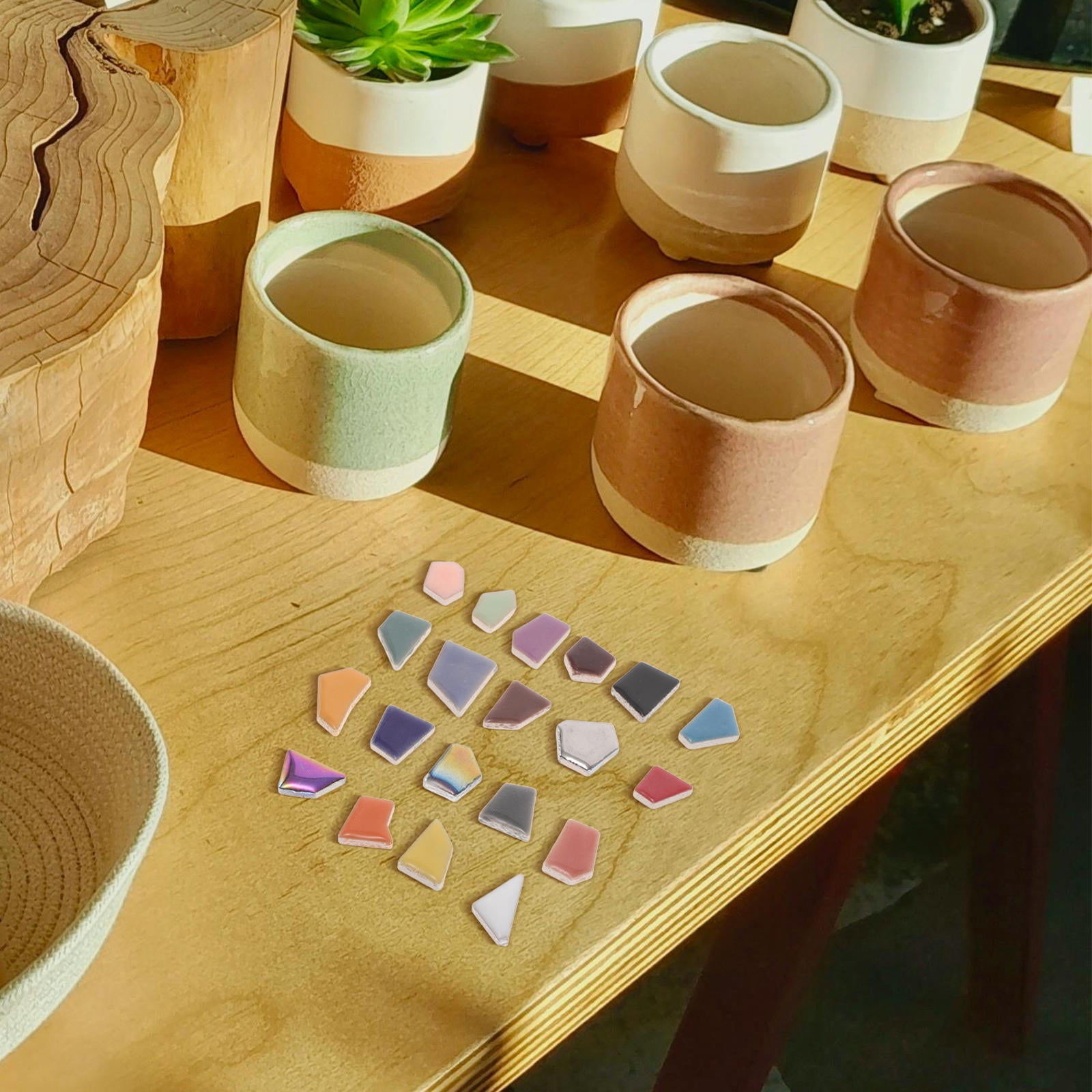 PENIKOKO 1Set Creative Ceramic Tiles for Crafts Multi Color Irregular Pieces Durable DIY Home Decor Material