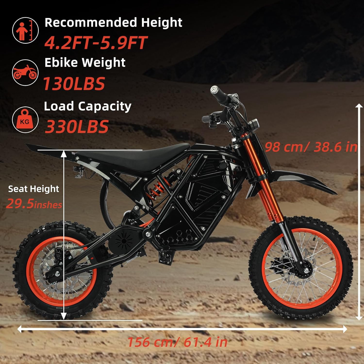 2000W Electric Dirt Bike for Teens Adults,14"/12"Fat Tire Electric Motorcycle,48V23AH Battery Ebike 37MPH Hydraulic Brakes Mountain Off-Road EBike Fit Age 13+UL2849