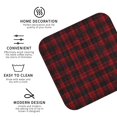 thumbnail image 3 of Set of 6 Black Red Tartan Drink Coasters for Coffee Table Leather Coaster for Decor Housewarming Square, 3 of 6