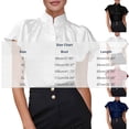 thumbnail image 5 of Uootdi Work Tops for Women Stand Collar Flutter Short Sleeve Button Front Plain Satin Womens Shirts Straight Fit Business Casual Silky Summer Blouses for Women, 5 of 5