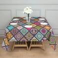 thumbnail image 3 of Multicolor Ethnic Mandala Pattern Square Tablecloth,Waterproof Square Table Cover,Wipeable Spillproof Washable Table Cover for Home Kitchen Party Decor 52"x52"(132x132cm), 3 of 6