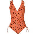 thumbnail image 2 of KAWELL Ruffle One Piece Swimsuits for Women V Neck Ruched Tummy Control Bathing Suits High Cut Monokini, 2 of 5