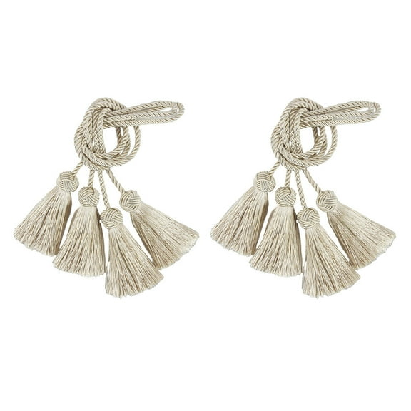 4 Pcs Curtain Handmade Tiebacks Decorative Curtain Tiebacks Ropes Tie-Backs Curtain Holdbacks With Tassel For Home And Office Window Drapery - Beige