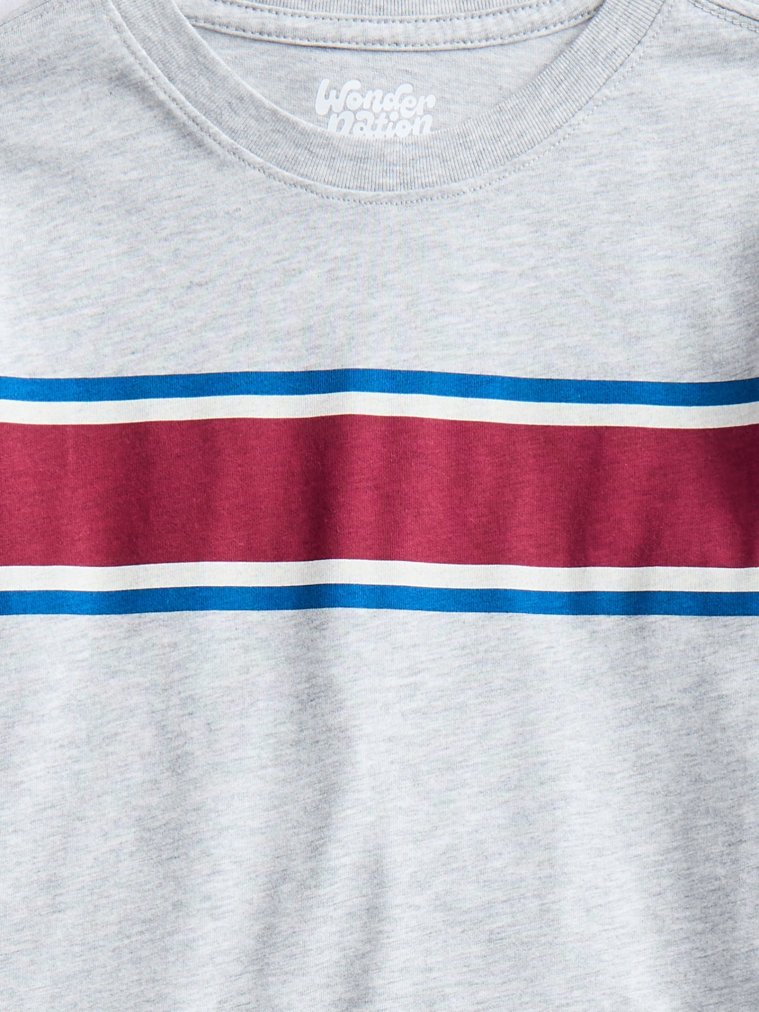 Wonder Nation Boys Chest Striped Tee with Long Sleeves, Sizes 4-18