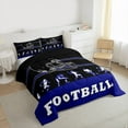 thumbnail image 3 of jejeloiu Rugby Game Gamer Bedding Comforter Set,Football Sport Theme Twin Comforter Sets,Blue Black Bedding Set For Boys Teens,Luxury Bedroom Decor Reversible,2pcs, 3 of 8