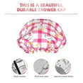 thumbnail image 4 of Pink Plaid Cute Duck Shower Cap, Double Layers Shower Cap Rreusable Waterproof, Elastic Bathing Hair Hat for Women, Washable Hair Cap for All Hair Lengths, 4 of 5