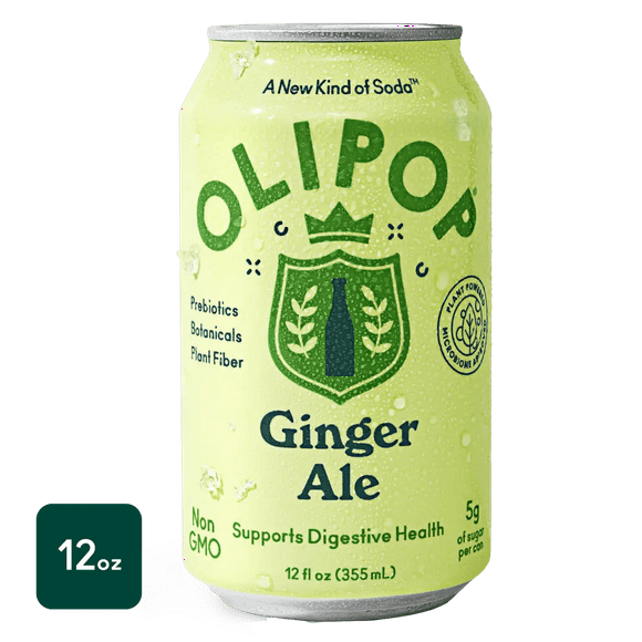 OLIPOP Prebiotic Soda, Ginger Ale, 12 fl oz -case 12ct