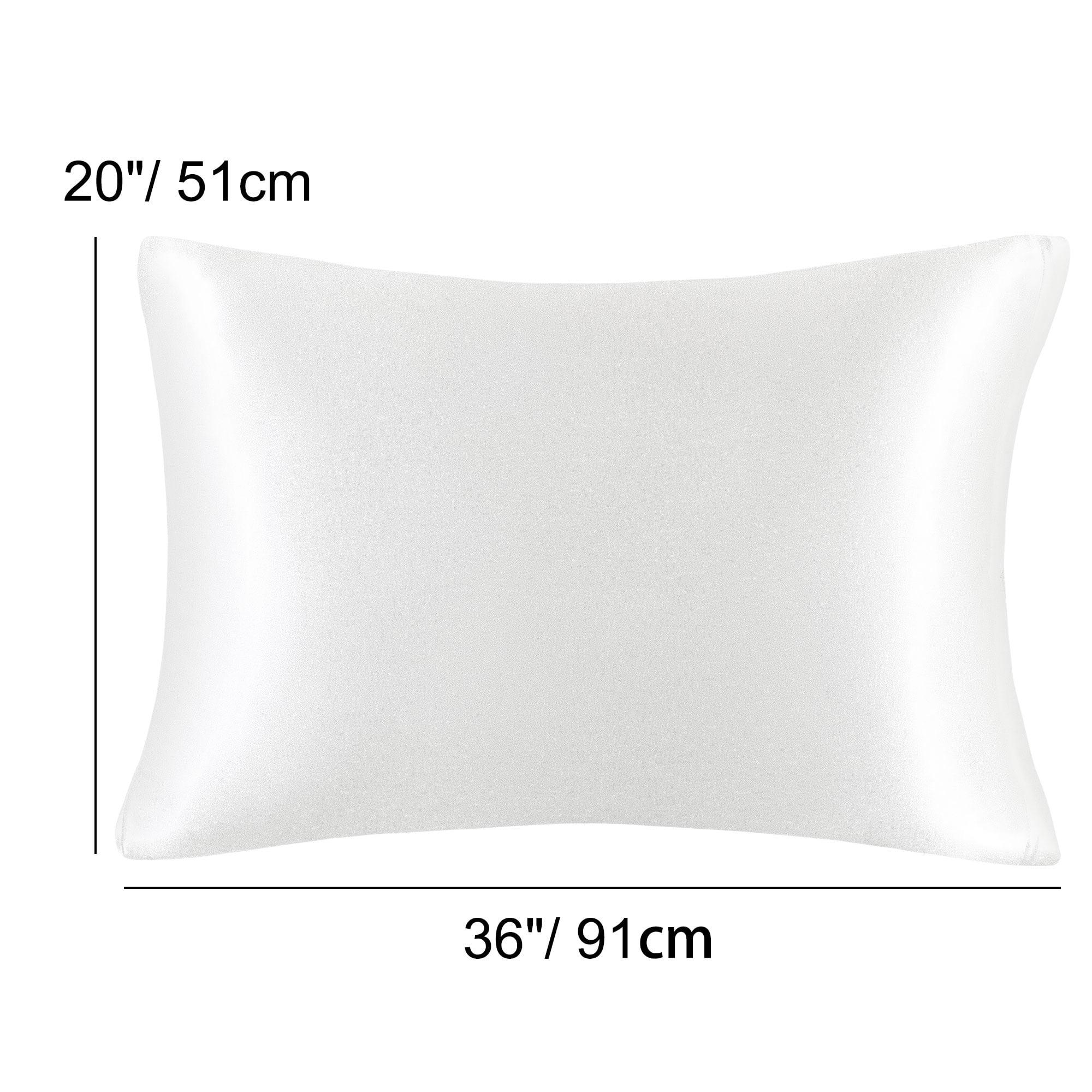 Unique Bargains Satin Set of 2 Zipper Closure Pillowcases White 20"x36"