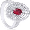thumbnail image 1 of Cercle de Micro Set Zircon Cubique avec Pierre Centrale Rouge Cz Bague en Argent, 1 of 2