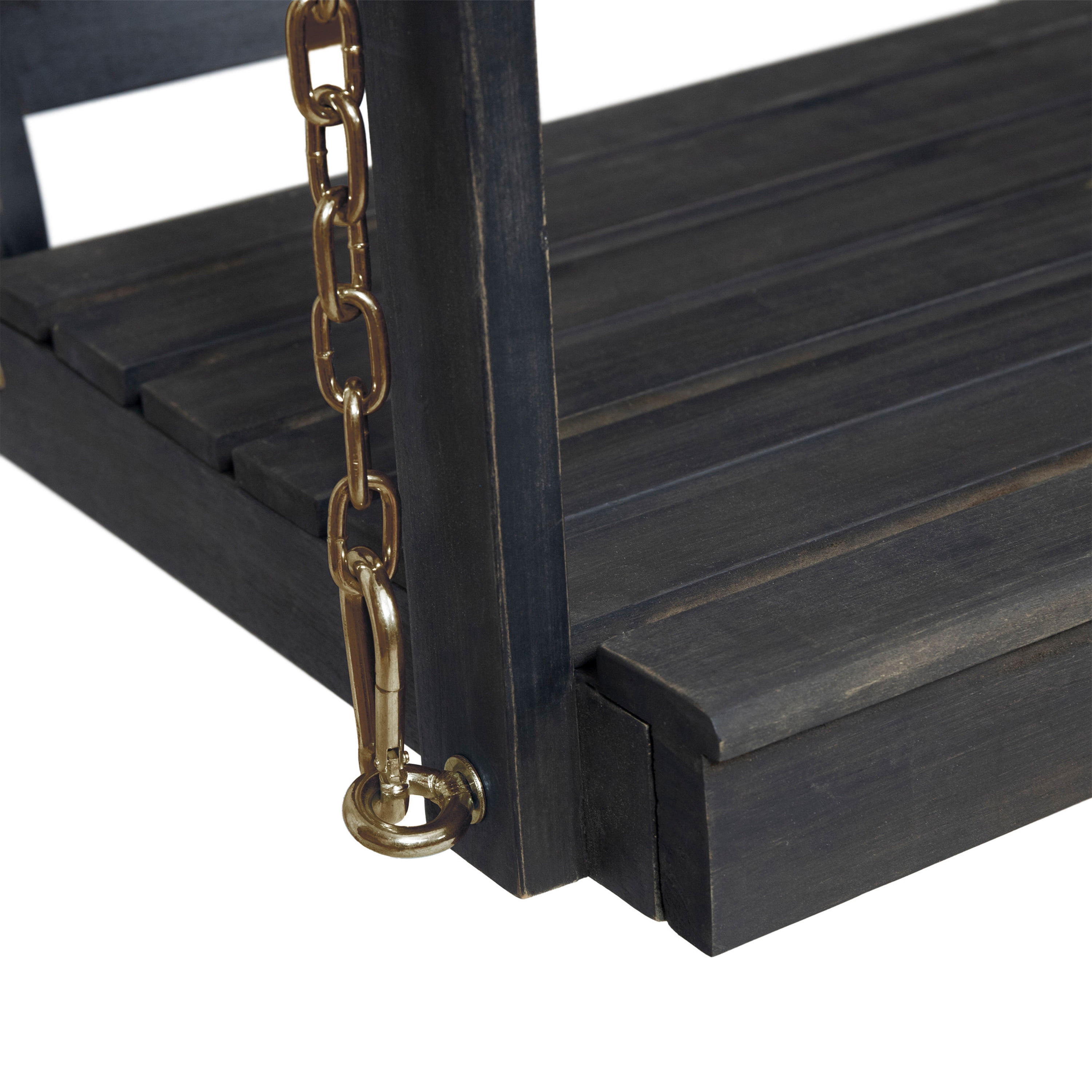Maximo Outdoor Aacia Wood Porch Swing, Dark Gray
