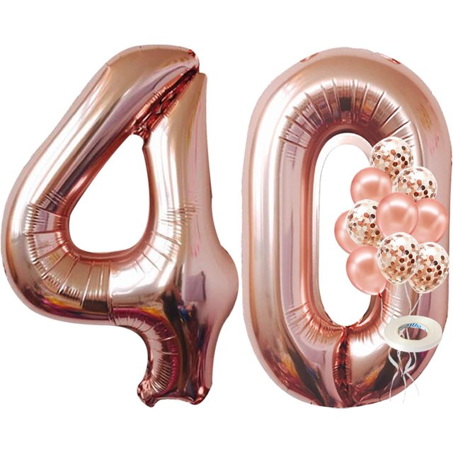 KatchOn Giant Rose Gold 40 Balloon Numbers - 40 Inch | 40th Birthday Decorations | rose Gold 40th Birthday Balloons | 40 and Fabulous Decorations | 40 Birthday Balloons
