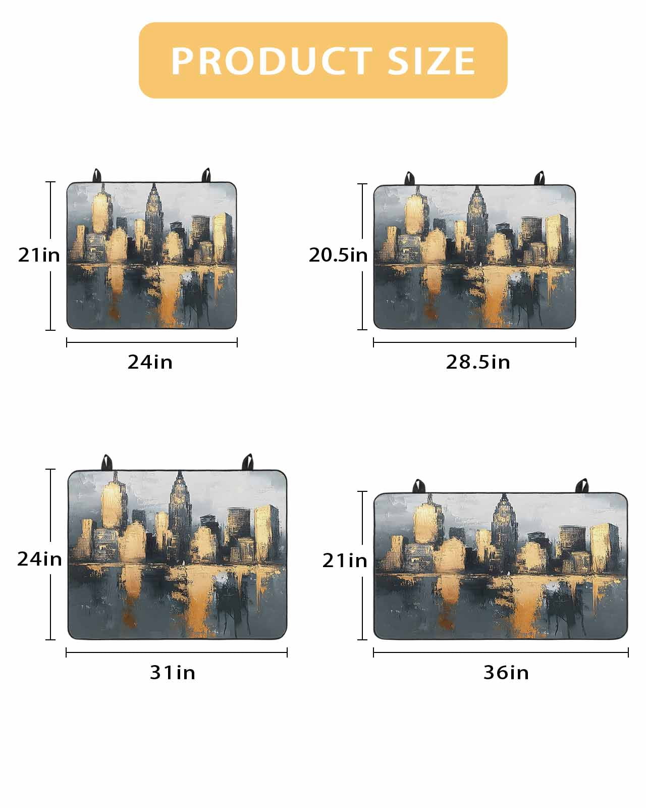 nqOlkjepod Large Induction Cooktop Protector Mat 24"x21", Gold Black Building Stove Top Covers for Electric Stove, Modern Chic City Oil Painting Stove Burner Cover Mats, Glass Top Stove Cover