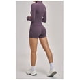 thumbnail image 4 of Top-kevin Womens Workout Sets Two Piece Long Sleeve Jacket Matching High Waist Shorts Sets Fall Winter Gym Work Out Clothes, 4 of 16