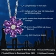 thumbnail image 2 of Gem Stone King 925 Sterling Silver and 10K Yellow Gold Purple Amethyst and White Lab Grown Diamond Pear Shape Flower Pendant Necklace for Women (2.23 Cttw, Gemstone Birthstone, with 18 inch Chain), 2 of 5