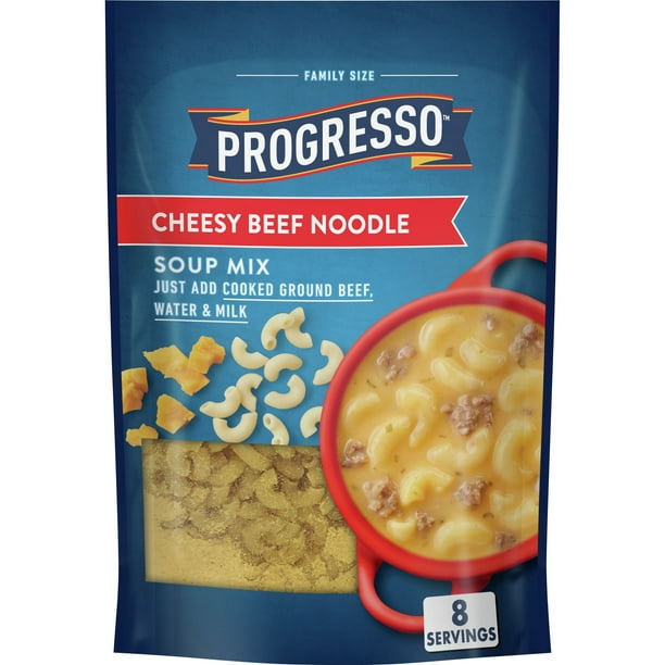 Progresso Cheesy Beef Macaroni Dry Soup Mix, Family Size, 8 servings ...