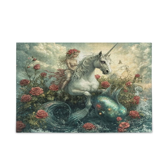 WOBOGO Beauty and Unicorn Puzzle Challenge 500 Piece Jigsaw Suitable for Game Night Finished Size 20.5 x 14.9in