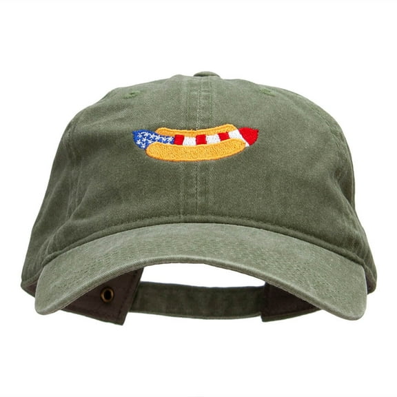 American Hot Dog Embroidered Washed Cap - Olive OSFM