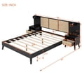 thumbnail image 4 of Luxurious Queen Platform Bed Frame, Solid Wood Headboard with 2 Built-in Wall Sconces & Nightstands, 3-Piece Set Queen Bed Frame for Living Room, Black, 4 of 9