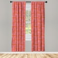 thumbnail image 2 of Ambesonne Abstract 4-Panel Curtains, Surreal Tartan, 56"x84", Fuchsia Dark Coral, 2 of 4