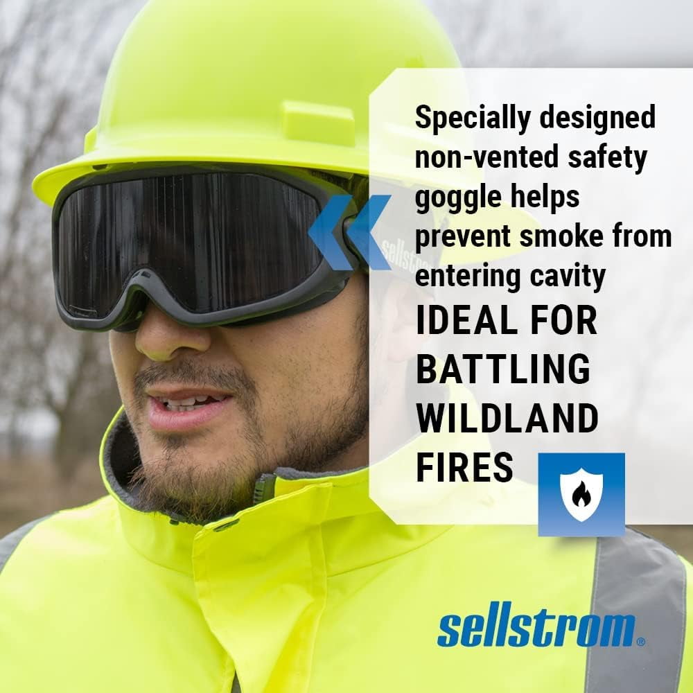 Sellstrom Safety Goggle - ODYSSEY Series - Smoke Lens - Anti-Fog - Heat Resistant Wildland FireFirefighting - Single Lens Model