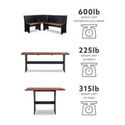 Linon Camden 3-Piece Coastal Corner Breakfast Nook Dining Set with Storage, Black/Walnut