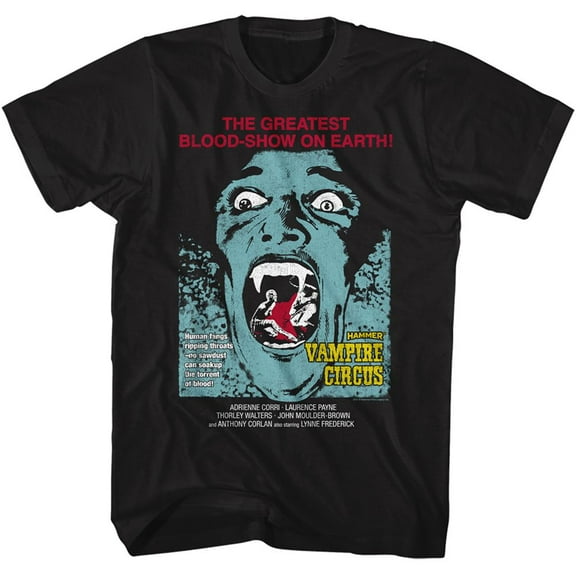 Hammer Horror Vampire Circus Moth Black Adult T-Shirt 4Xlt