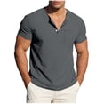 thumbnail image 2 of Timegard Men's Shirts Front Placket Short Sleeve T-Shirts Fashion Casual Drop Shoulder Loose Lightweight Tops, 2 of 8