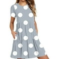 thumbnail image 2 of Fartey Summer Dresses for Women 2025 Trendy Polka Dot Print Dress with Pockets Casual Short Sleeve Crew Neck Beach Sundress Loose Flowy Tiered Swing Dress Gray XL, 2 of 6